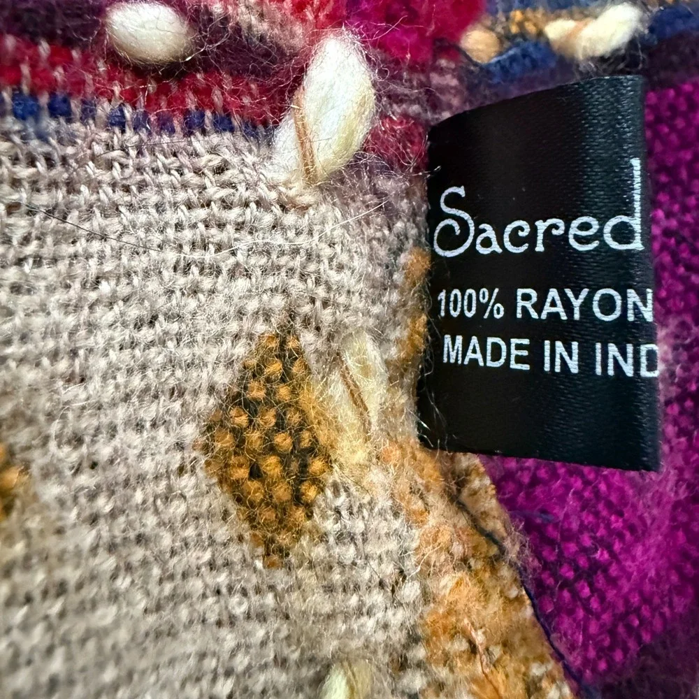 Sacred Threads 100% Rayon Woven Scarf Shawl Bohemian Floral Geometric‎ BOHO